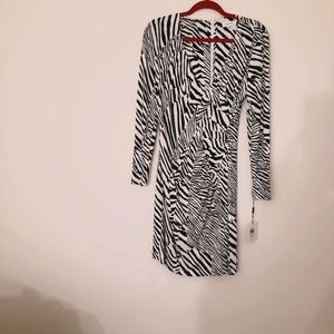 NWT Calvin Klein Black and White Zebra Print Dress